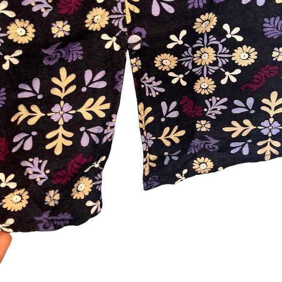 Ann Taylor Factory XS Blue Purple Floral Linen Blend Flowy Top Workwear Office - Picture 4 of 8